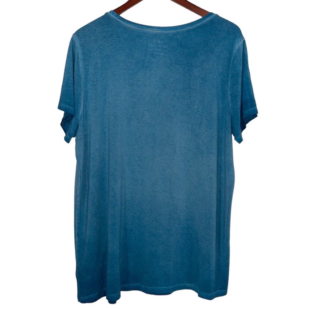 Torrid Super Soft Knit Tee Crew Neck Short Sleeve Blue Ombre Bohemian Casual 2X